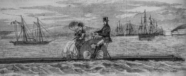 Lvelocipede Marin du Yacht Le Jerome Napoleon, 'Ünlü evren, Yayıncı Michele Levy 1869