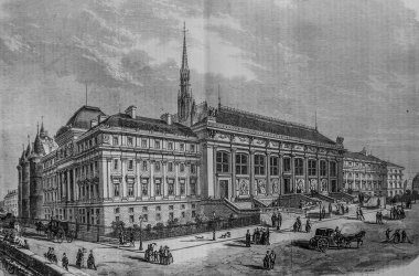 Paris Adalet Sarayı 'nın yeni cephesi, ünlü evren, Yayıncı Michele Levy 1869