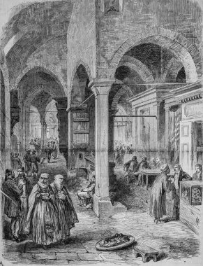 S.M. 'nin yolculuğu. Etkileyici büyük Constantinople pazarı, ünlü evren, editör Michele Levy 1869