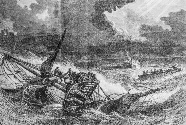 La Josephine 'in nakliyesi Boulogne limanının önünde, ünlü evren, Yayımcı Michele Levy 1869