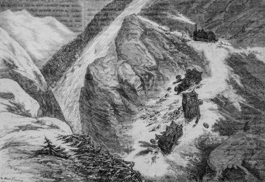 Mont Cenis reain de railway uçurumun kenarına fırlattı, ünlü evren, editör Michele Levy 1869