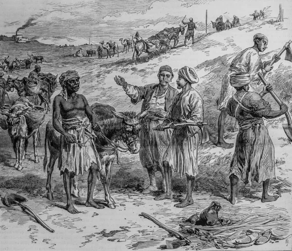 ISTHME de SUEZ, FELLAHS Kanal 'ın çalışmalarında çalışıyordu, ünlü evren, MICHELE LEVY 1869 Yayımcısı