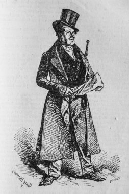 Boru tutan silindir şapkalı bir adam.