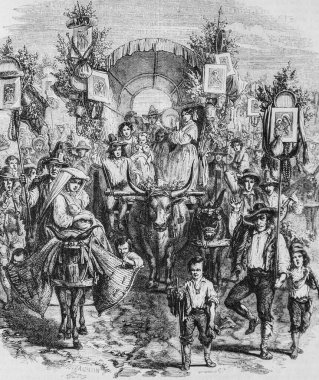 Napoli yolu Madonna of the Arc 'ın dönüşü, Edouard Charton' ın 1855 tarihli resimli dergisi.