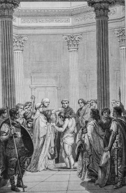 Clovis 'in Vaftiz Töreni 25 Aralık 496, Edouard Charton 1855' in resim dükkanı.