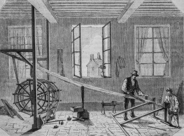 Katlama, ipek yüzler, Edouard Charton 'dan resim dükkanı 1855