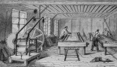 Edouard Charton 'ın tablosu, ipek tabelalar, resim dükkanı 1855