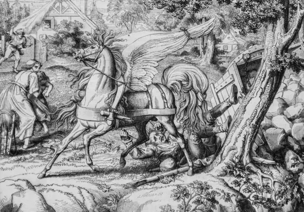 Pegase boyunduruğun altında, Edouard Charton 1855 'in resim dükkanı.