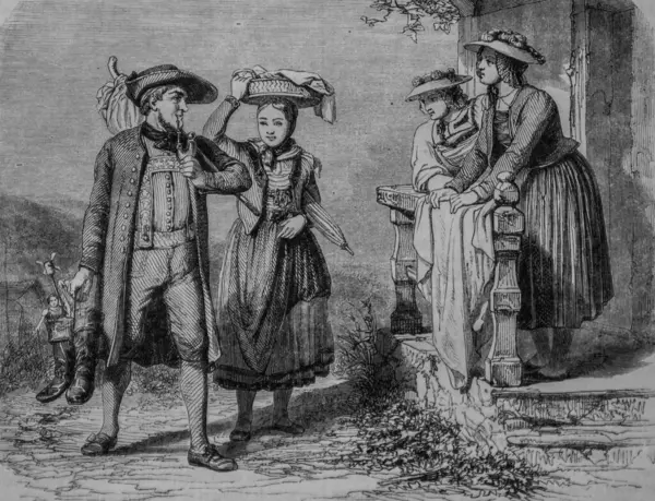 Alman kostümleri, Baden ve Bavisere, Edouard Charton 1855 'in resim dükkanı.