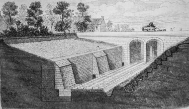 Pont 'un demiryolundan geçen iki kemeri var, M. Edouard Charton 1870' in resimli dergisi.