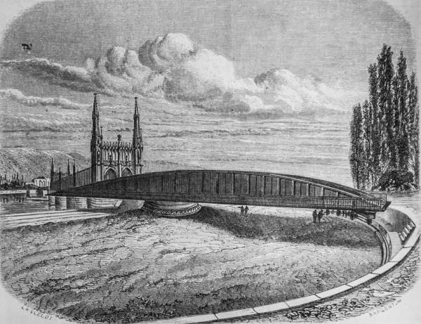 Bay Edouard Charton 'ın 1870 tarihli resimci dükkanı Kehl' den köprüye.