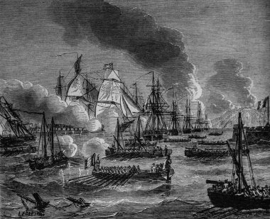 Boulogne filosu 1804 İngiliz filosuna, 1883 Yayımcı Lahur 'a saldırdı.