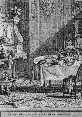 The Rat of the City ve Rat of the Champs, Fables de la Fontaine, Publisher Talan, Dier 1904, Çizim J.B.oudry