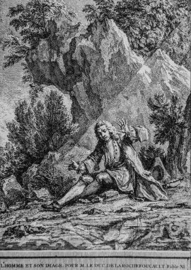 Man and his image, Fables de la Fontaine, publisher Talan, Dier 1904, çizim J.B.oudry