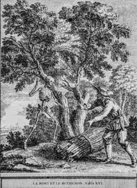 Ölüm ve Talan Fables de la Fontaine, Talan editörü, Dier 1904, J.B.oudry 'nin çizimi.