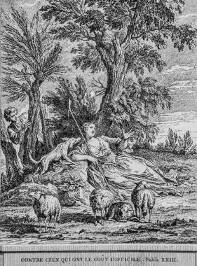 Zor beğenilere karşı, Fables de la Fontaine, Talan Publisher, Dier 1904, çizim J.B.oudry