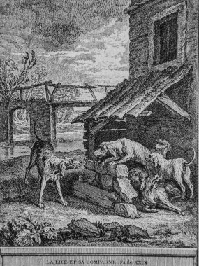 La Licat ve ortağı, Fables de la Fontaine, Talan Publisher, Dier 1904, Çizim: J.B.oudry