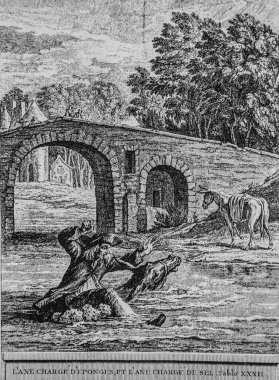 The Eponge Director, Fables de la Fontaine, Talan Publisher, Dier 1904, Çizim J.B.oudry