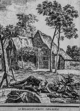 Le Renard et le Bouc, Fables de la Fontaine, Talan Publisher, Dier 1904, Çizim: J.B.oudry