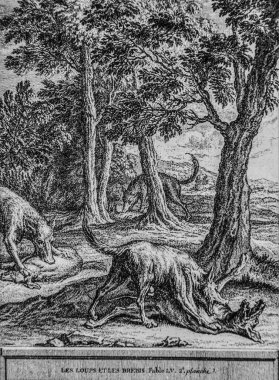 Kurt ve Koyun, Masallar de la Fontaine, Talan Yayımcısı, Ölüm 1904, Çizim J.B.oudry