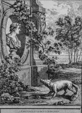 Le Renard et le Bust, Fables de la Fontaine, Talan Publisher, Dier 1904, Çizim J.B.oudry