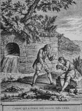 Tresor 'u kaybeden cimri, Masallar de la Fontaine, Talan Yayımcısı, Dier 1904, Çizim: J.B.oudry