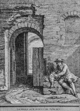 Altın Yumurta Tavuğu, Masallar de la Fontaine, Talan Yayımcısı, Dier 1904, Çizim: J.B.oudry