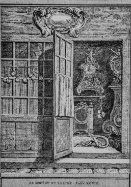 Yılan ve dosya, Masallar de la Fontaine, Yayımcı Talan, Dier 1904, J.B.oudry çizimi