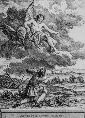 Jupiter and the Metayer, Fables de la Fontaine, Talan Publisher, Dier 1904, Çizim J.B.oudry