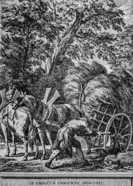 The Chartier utandı, Fables de la Fontaine, Talan Publisher, Dier 1904, çizim J.B.oudry