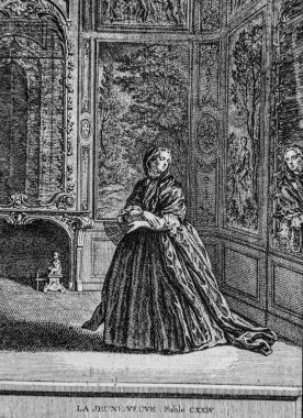 Genç dul, Fables de la Fontaine, yayıncı Talan, Dier 1904, çizim J.B.oudry