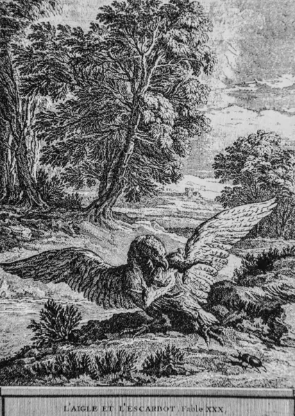 Kartal ve salyangoz, Masallar de la Fontaine, Yayımcı Talan, Dier 1904, J.B.oudry çizimi
