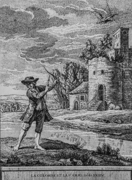 Güvercin ve karınca, Fables de la Fontaine, Talan editörü, Dier 1904, Çizim: J.B.oudry