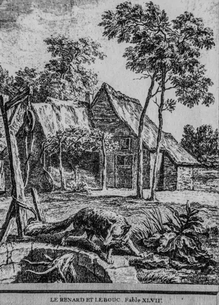 Le Renard et le Bouc, Fables de la Fontaine, Talan Publisher, Dier 1904, Çizim: J.B.oudry