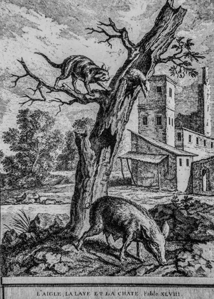 Kartal, laye ve chate, fabllar de la fontaine, yayımcı Talan, dier 1904, J.B.oudry çizimi