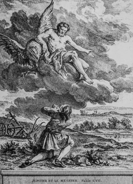 Jupiter and the Metayer, Fables de la Fontaine, Talan Publisher, Dier 1904, Çizim J.B.oudry