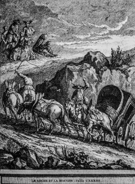 Çek ve Sinek, Fables de la Fontaine, Yayımcı Talan, Dier 1904, J.B.oudry çizimi