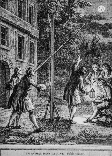 Ay 'da bir hayvan, Fables de la Fontaine, Talan Yayımcısı, Dier 1904, J.B.oudry çizimi