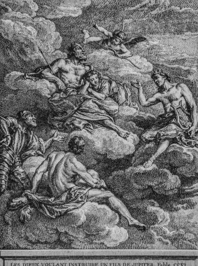 Tanrılar Jüpiter 'in oğlu Fables de la Fontaine' i, yayıncı Talan 'ı, Dier 1904' ü, J.B.oudry 'nin çizimini,