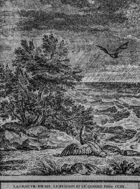 La Balle Souris, Le Buisson, ve Le Canard, Fables de la Fontaine, Publisher Talan, Dier 1904, Çizim J.B.oudry