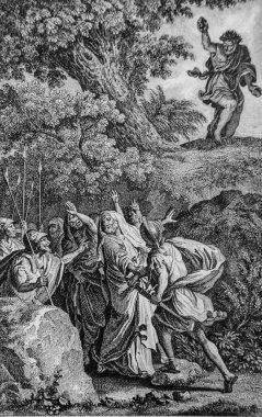 David, Semei 'nin, Antik Ahit' in, Le Maistre de Sacy 'nin İncil' inin, Yayımcı Guiraudet 'in ve Jouaust 1836' nın hakaretlerine maruz kalıyor.