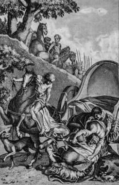 Antiochus 'a tedavi edilemez bir yara vuruldu, eski irade, Sacy' nin ustası, Yayımcı Guiraudet ve Jouaust 1836 tarafından İncil.