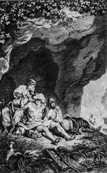 Lot and the girls, Ancient Testament, the Bible by Le Maistre de Sacy, Publisher Guiraudet and Jouaust 1836