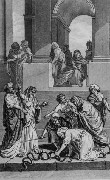 Verge d 'Aaron, Sacy Ustası, Yayımcı Guiraudet ve Jouaust 1836' nın İncil 'i olan eski bir yılana dönüştü.