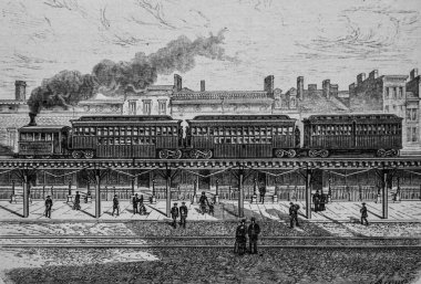 Septieme Bulvarı 'nda bir New York treni, Dumont' un yüzyılın en büyük eseri, Hachette Basımı 1895