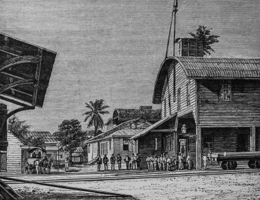 Panama 'daki Laz Panama Tren İstasyonu, Dumont' un yüzyılın en büyük eseri, Hachette Sürüm 1895
