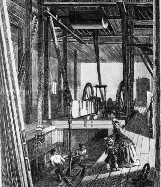 Passy Wells sondaj atölyesinin iç görünümü, Dumont 'un yüzyılın en büyük çalışmaları, Basım Hachette 1895