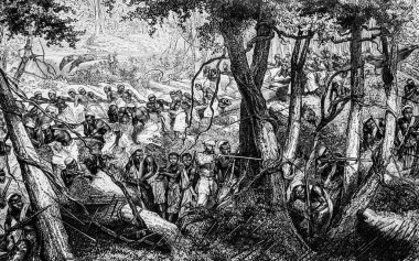 Stanley Muharebesi yerlilere karşı, 1898 Hachette Sürüm Paul Gaffarel tarafından Afrika 'nın fethi