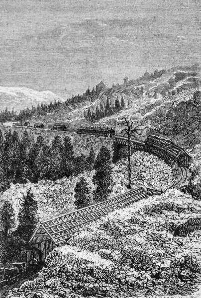 Pasifiğin ortasındaki demiryolundaki kara karşı sığınaklar, Dumont 'un yüzyılın en büyük eserleri, Hachette 1895 basımı.