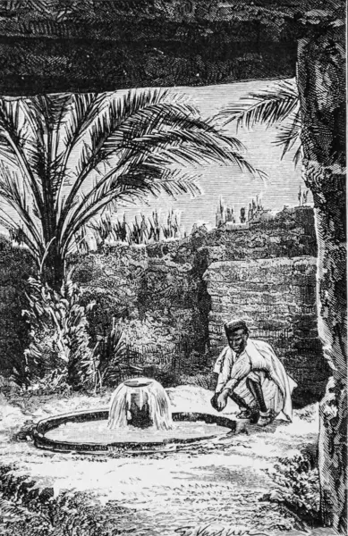 Artesian well in the rirh wadi, the major works of the century by Dumont, Hachette Edition 1895